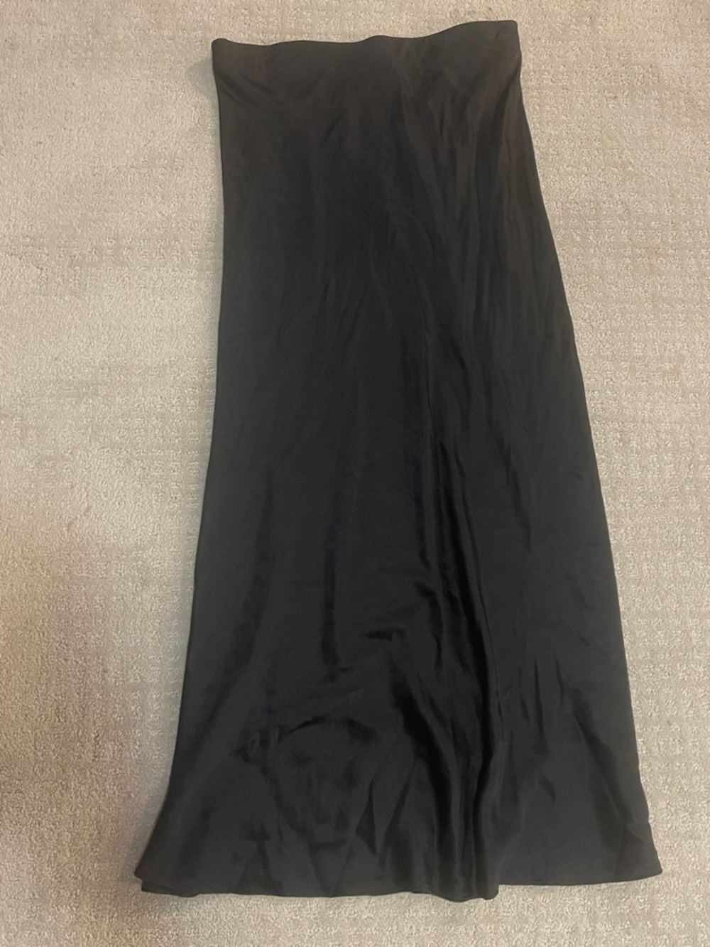 Quince Anthropologie large 100 silk Black Maxi skirt elastic waist chiffon